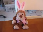 JO-ANN PLUSH tan brown monkey ape pink white bunny rabbit ears soft plush cute