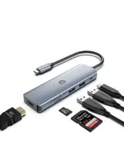 USB-C Adapter Hub - 6-in-1 Docking Station USB-C to HDMI, USB and SD/TF Readers
