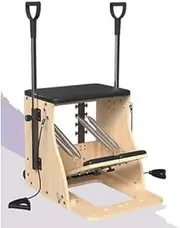 YYogic Pilates Reformer Chair, Pilates Machine with Split-Pedal, Yoga Fitness Trainer for Pilates Studios a& Home Use, Oak Wood