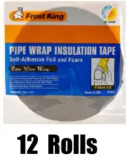 (12) ea Frost King FV15 2" x 1/8" x 15' ft Foil & Foam Pipe Wrap Insulation Tape