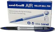 Uni-Ball UB-188-L Rollerball Pens. Premium 0.7mm Medium Nib for Super Smooth Handwriting. Writes Like a Fountain Pen. Fade and Water Resistant Liquid Uni Super Ink. Box of 12 Blue Ballpoint Pens