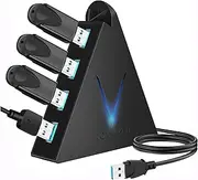 JoyReken 4-Port USB 3.0 Hub, FlyingVHUB Vertical Data USB Hub with 2 ft Extended Cable, for Mac, PC, Xbox One, PS4, PS5, iMac, Surface Pro, XPS, Laptop, Desktop, Flash Drive, Mobile HDD