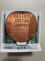 L. Organic Cotton Tampons Regular Absorb 16 Count Natural BPA Free Applicator