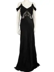 Black Lace Cold Shoulder Maxi Dress