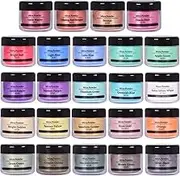 SEISSO Mica Powder 24 Colors X 10g Each Pack, Premium Pigmented Powder for Epoxy Resin, Soap Making, Candle Making, Lip Gloss, Bath Bomb, Acrylic Paints