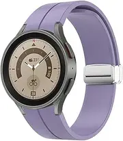[SUPENG] Strap Compatible with Samsung Watch 4/5 40 44mm Watch 5 Pro 45mm Band Silicone Magnetic Buckle Compatible with Galaxy Watch 4 Classic 42 46mm (Color : Silver Lavender, Size : Galaxy Watch 5 40mm)