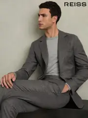 Reiss Grey Melange Degree Sb Slim-Fit Wool-Blend Suit Blazer (AB1760) | $610
