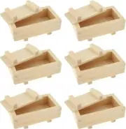 6 Pack Wooden Rectangular Sushi Press Mold Maker Rice Cake Box 7x4 inch 3131x6
