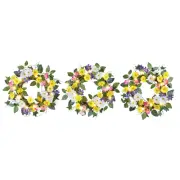 Collections Etc Set of 3 Solar Lighted Wildflower Wreath Fence Decorations