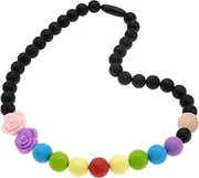 Panny & Mody Chewy Necklace for Sensory Kids, Chewable Jewellery for Biting Chewing Fidgeting, Silicone Chewy Necklace for Kids with Autism ADHD SPD (Rose and Rainbow)