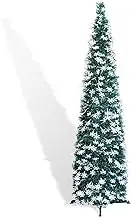 5ft Pop Up Tinsel Christmas Tree with Lights, Collapsible Artificial Pencil Xmas Tree with Shinny Sequins Reusable for Fireplace Home Office Indoor Holiday Party Decoration, White Green