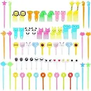 Jindizi Food Fruit Fork Picks for Kids Cute Animals Bento Box Decor ForksCake Little Forks Dessert Forks Mini Cartoon Toothpick for Cake Dessert Pastry Party Supply 60Pcs
