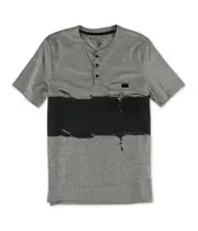 Marc Ecko Mens Tattered Colorblock Henley Shirt, grey, S