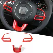 Car Steering Wheel Frame Cover Trim Decor For Jeep Renegade/Compass 2015-21 Red (for: Jeep)