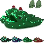 [Spacebuyer] Christmas Luminous Shark Slippers, Halloween Sharky Slides, 3D Cartoon Spooky Shark Slides Glow in the Dark for Men Women