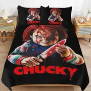 a1655 Chucky Horror Movie Duvet Cover Set, 3 Piece Bedding Set 86x70" Double Sided Printing Decorative Comforter Cover Set (1 Duvet Cover + 2 Pillow S