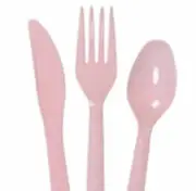 Party! 16 Forks, 16 Spoons & 16 Knives, Pink