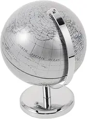 Globe Ornament Globe Geography Desk School for Adults Educational Geography Learning Tools Rotating Office Desktop World Learning Classroom Earth 3d Sphere Decor Silk Screen Silver