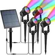 T-Sun Solar Spotlights Outdoor Garden, 4 in 1 RGB Colour ChangingSolar Spot Lights,Outdoor Garden Lights with IP65 Waterproof, Landscape Lights for Garden Yard Path Driveway Porch Walkway