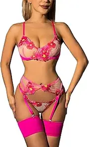 [Generic] Sexy for Women Under 10 Sexy Lace Mesh V Neck Embroidery with Steel Ring Gathering Corset Underwear Womens Lingerie Sexy Plus