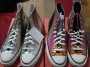 2 Pairs of Converse Chuck 70 Woman's Multi Metallic Rainbow High Top Size W/11
