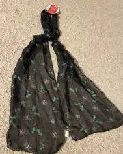 Holiday Scarf ~ Holly Leaves And Berries Snowflakes ~ Seasonal ~ Light Weight