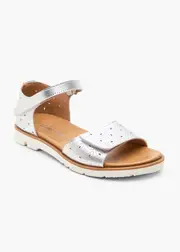 [Taking Shape] Taking Shape Leather Lasercut Sandal Size 37 in Silver - Women's Shoes Silver