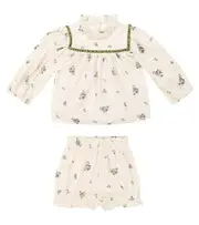 [C'era Una Volta] C'era Una Volta Baby Ayame floral cotton blouse and shorts set M 18 white