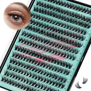 Lash Clusters 280Pcs 50D Eyelashes Cluster D Curl Individual Wispy Lashes Cluster for DIY Cluster Eyelash Extensions at Home for Beginners (50D,10mm)