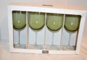 Libbey Vina Green Hand-Blown Wine Glasses, Set Of 4, New Condition