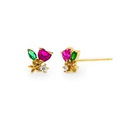 Mini Whimsical Heart Stud Earrings with Cubic Zirconia in 9kt Yellow Gold