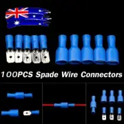 100X Male/Female Wire Spade Terminals 16-14AWG Insulated Splice Crimp Connector