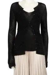 Armani Collezioni Black Knit Beaded Vest & Cardigan Set