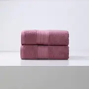 2pc Renee Taylor Brentwood Bath Sheet 80x160cm Low Twist 650GSM Cotton Rosebud