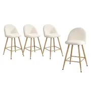 Oikiture 4x Bar Stools Kitchen Dining Chairs Counter Stool Boucle Padded Stools