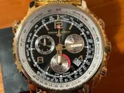 NEW CHASE DURER FLIGHT COMMANDER CDW-0072 SWISS CHRONO SAPPHIRE GOLD BLK WATCH