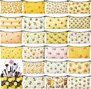 [SilTriangle] 24 Pieces Makeup Bags Bulk Canvas Cosmetic Bags Purse Organizer Zipper Cosmetic Pouch Portable Travel Toiletry Pouch for Women Men Gifts, 7 x 4 Inch, colourful, Bee