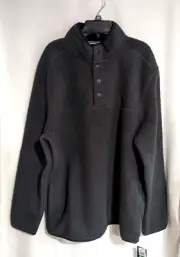 Izod Men's Asphalt Sherpa Fleece Snap Front Pullover Sweater - Size L - NWT
