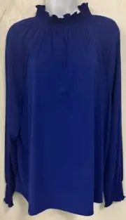 NWT Chicos Size 4 (XL) Womens Blue Romantic Peasant Smocked Top