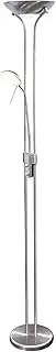 Buckley Dimmable LED Mother & Child Floor Lamp-Adjustable Flexible Gooseneck Reading Light – Satin Chrome &Opal Glass –Twin Dimmer Switch Task LED Light– 1.8m Tall Modern Standing Light for Living Room, Bedroom, Office