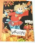 Halloween Card Current Inc Scarecrow in Pumpkin Patch with Bird and Apples