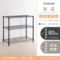 在飛比找momo購物網優惠-【YCD】MIT耐重鐵力士 輕型三層置物架 90x45x90