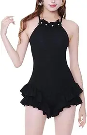 [NEOFEN] Piece Modest Swimming Costume Women Ladies Full Body Vintage Halter Neck Swimsuit Push Up Padded Bathing Suit