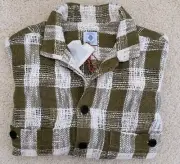 BRAND NEW- 18 East- Size M- Sam Shirt Jacket in Army/Ecru Handloom Cotton Plaid