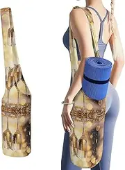 JKLQWH Two Glasses of Champagne Printed Yoga Mat Bag Long Tote with Pockets for Your Yoga Accessories Exercise Yoga Mat Carrier Holder Multi-Functional Storage Bag Holds Most Pilates Mats