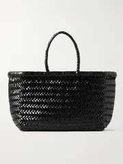 [Dragon Diffusion] Dragon Diffusion - Bamboo Triple Jump Small Woven Leather Tote - Black - One size One size Black