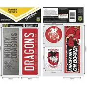NRL Dragons iTAG Bumper Decals - Set of 5 - N-BDS-DR