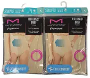 2 PACK MAIDENFORM FLEXEES SCULPTS ULTRA FIRM SMALL NUDE HIGH WAIST SHAPING BRIEF