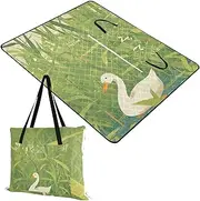 Yoogain Beach Mat Sandproof Camping Party Large Outdoor Blanket for Women 30s Picnic Items Rustic Green Duck 60x80in