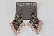 White House Black Market French Wire Dangle Earrings Metallic Pink Beads